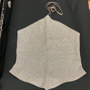 Silver sparkle glitter tie around neck tube top